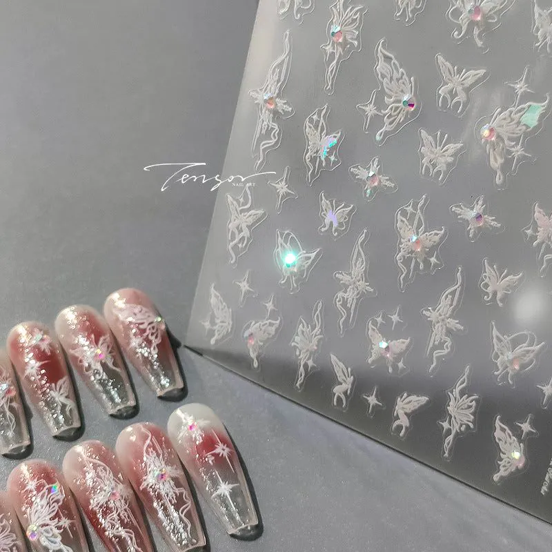 image-Iron element butterfly 5D nail stickers - diamond