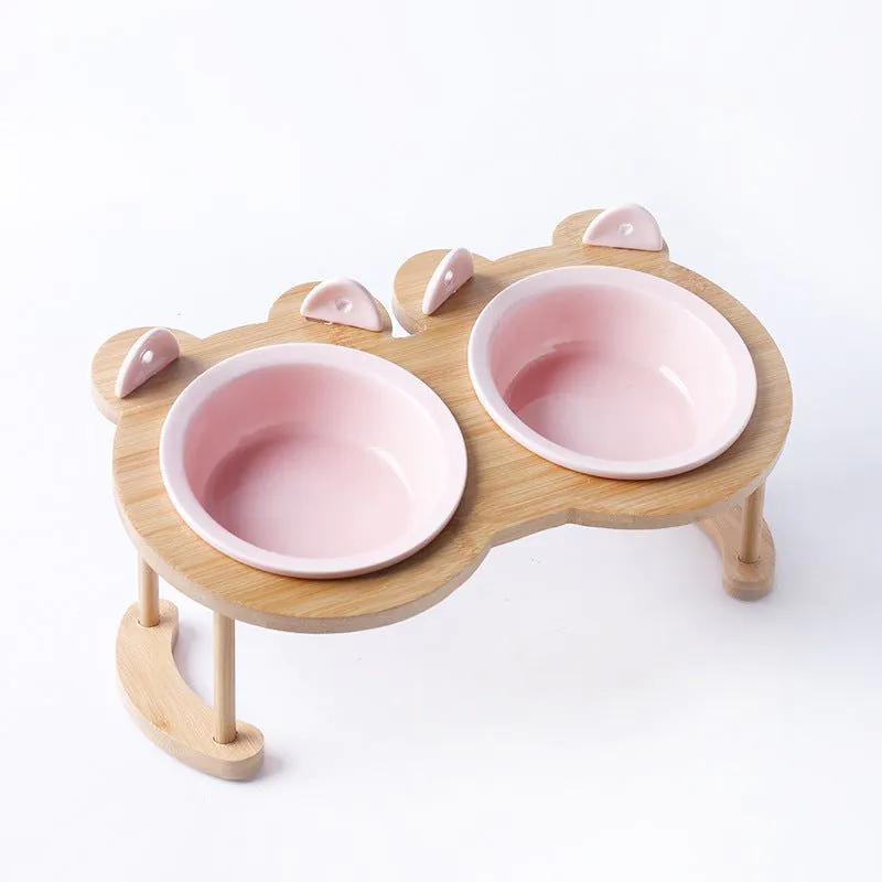image-Cat & Dog Ceramic Double Bowl - Elevated Feeder