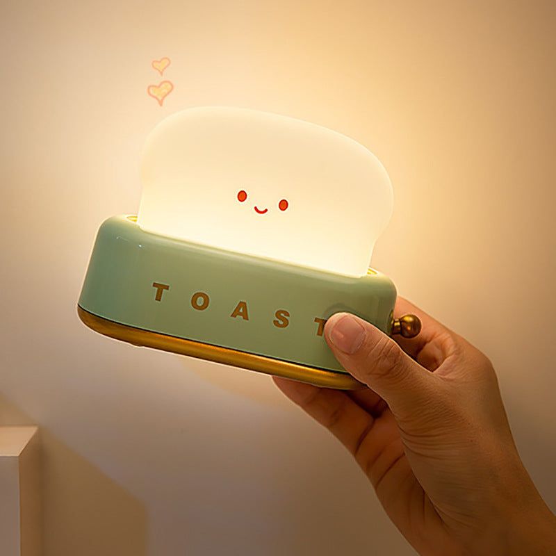 image-Bread Machine Night Light - Green LED Cartoon Bedside Lamp