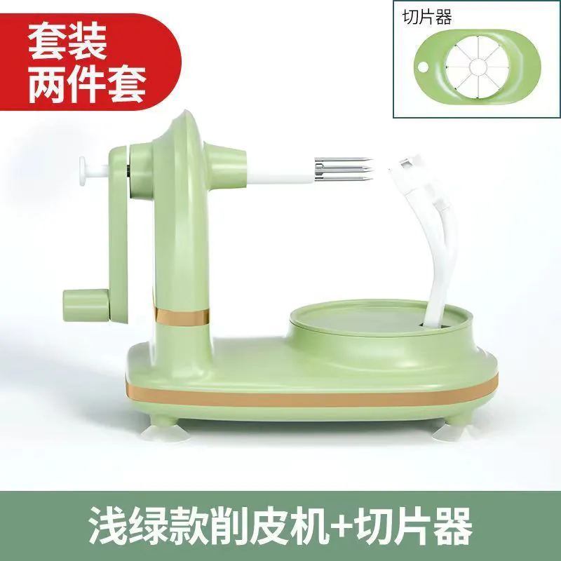 image-Hand Crank Apple Peeler - Light Green
