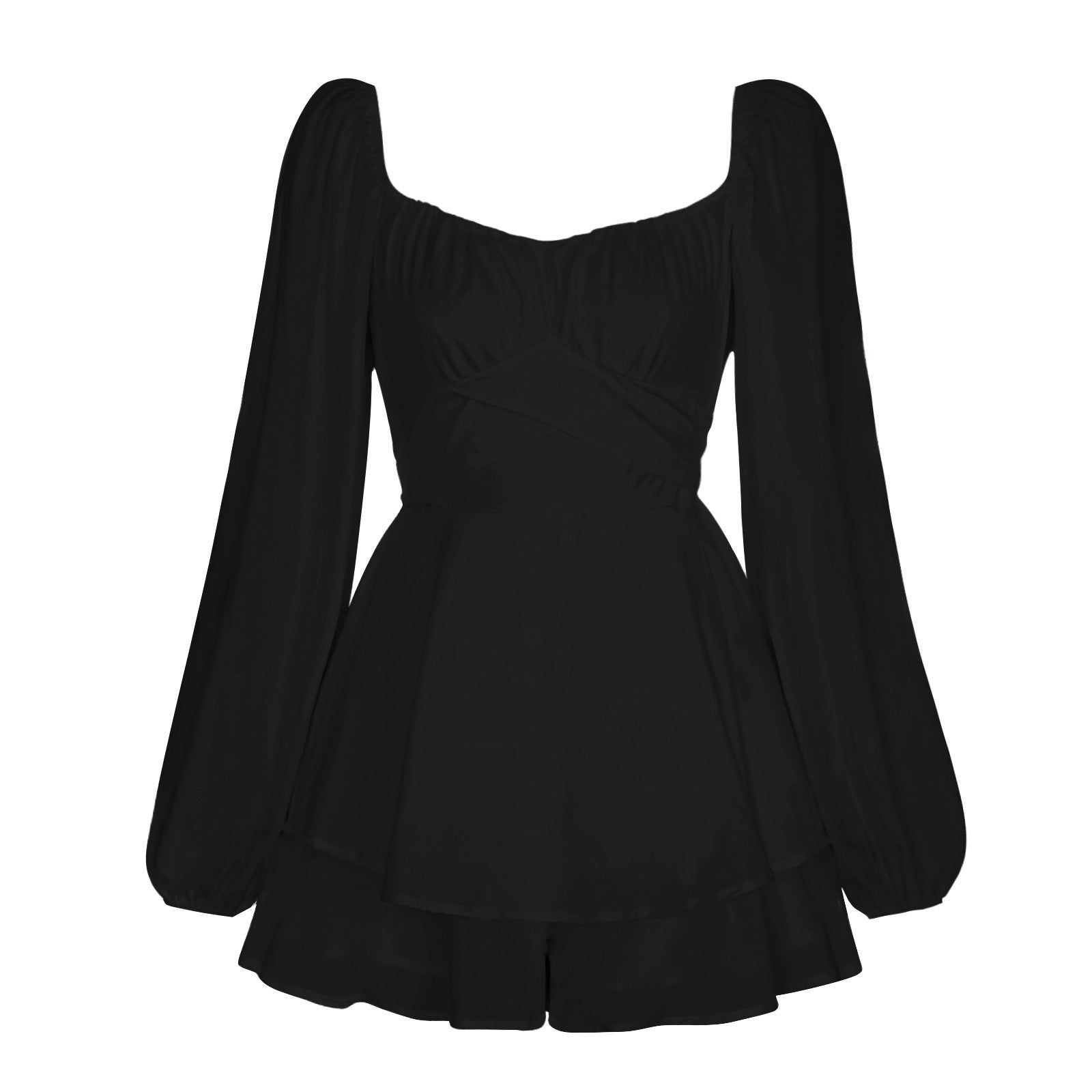 image-Women's Long Sleeve Strappy Jumpsuit - Pink Ruffles