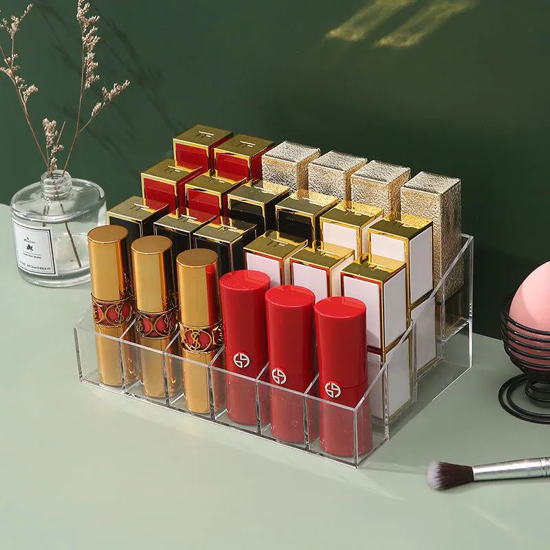 image-Lipstick Storage Rack - 40 Grid Transparent Plastic
