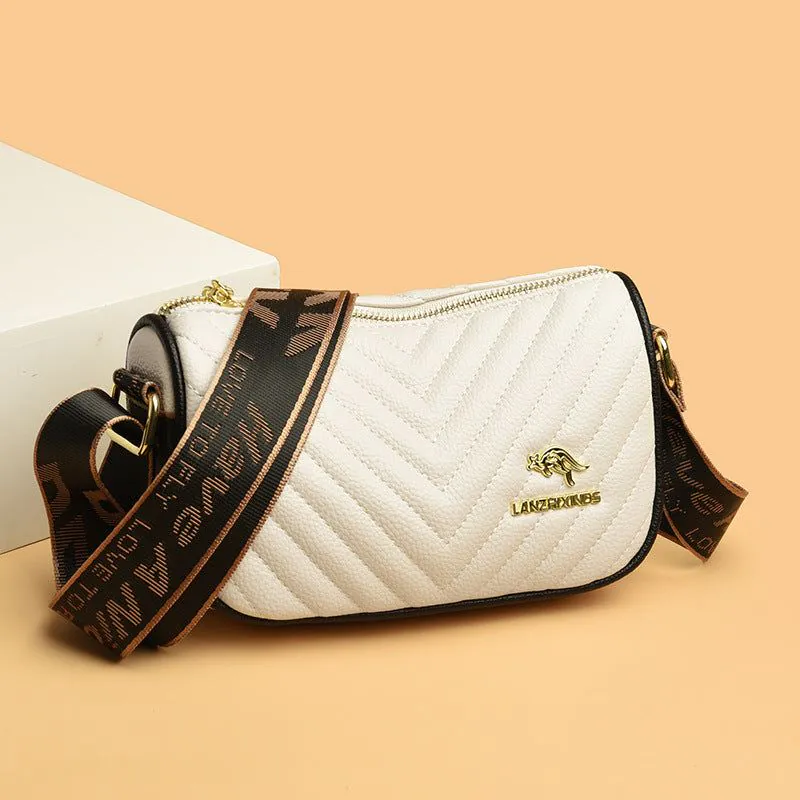 image-PU Leather Shoulder Bag - Small Square Black