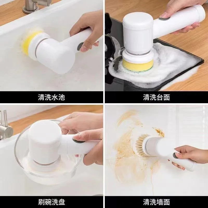 image-Wireless Electric Cleaning Brush - 5 Heads
