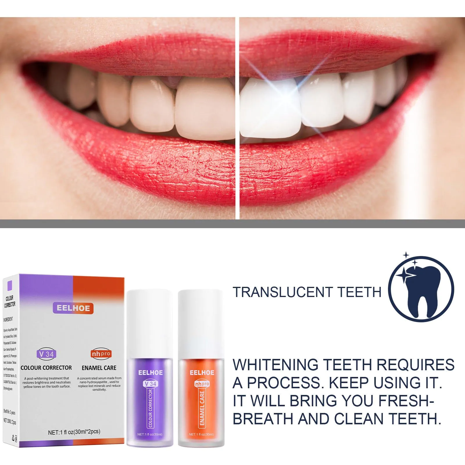image-EELHOE V34 Toothpaste Repair Purple Orange