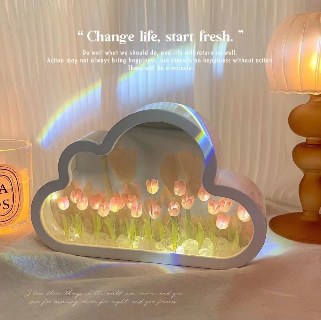 image-Handmade Cloud Tulip Mirror Night Light 
