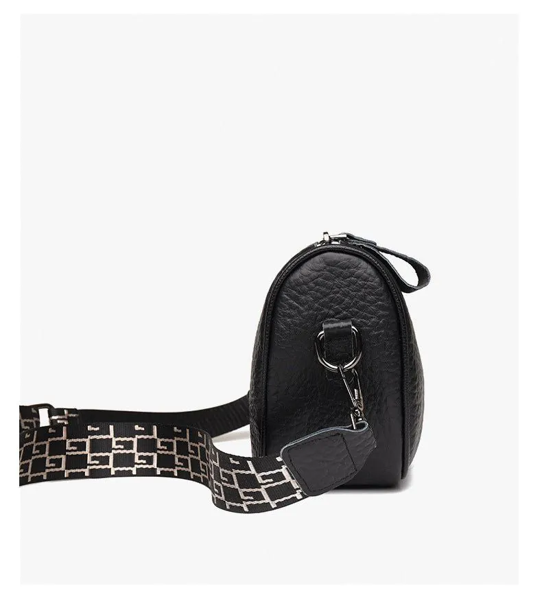 image-Cowhide Leather Saddle Bag - Khaki Small Square