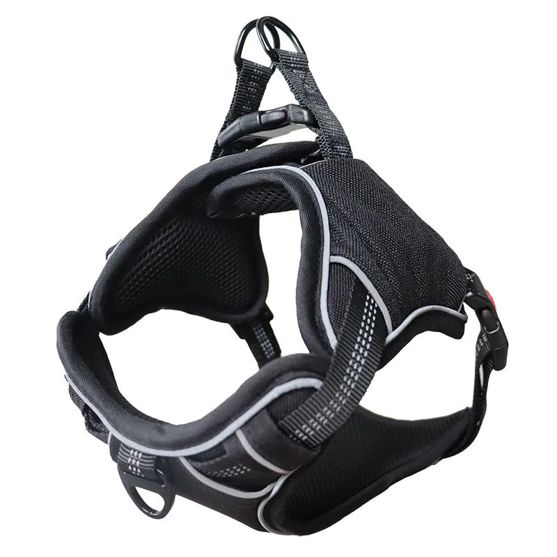 image-Dog Harness - Reflective Adjustable Chest Strap Black XL