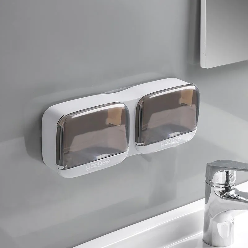 image-Yukichi Soap Box - White Grey ABS Wall-Mounted