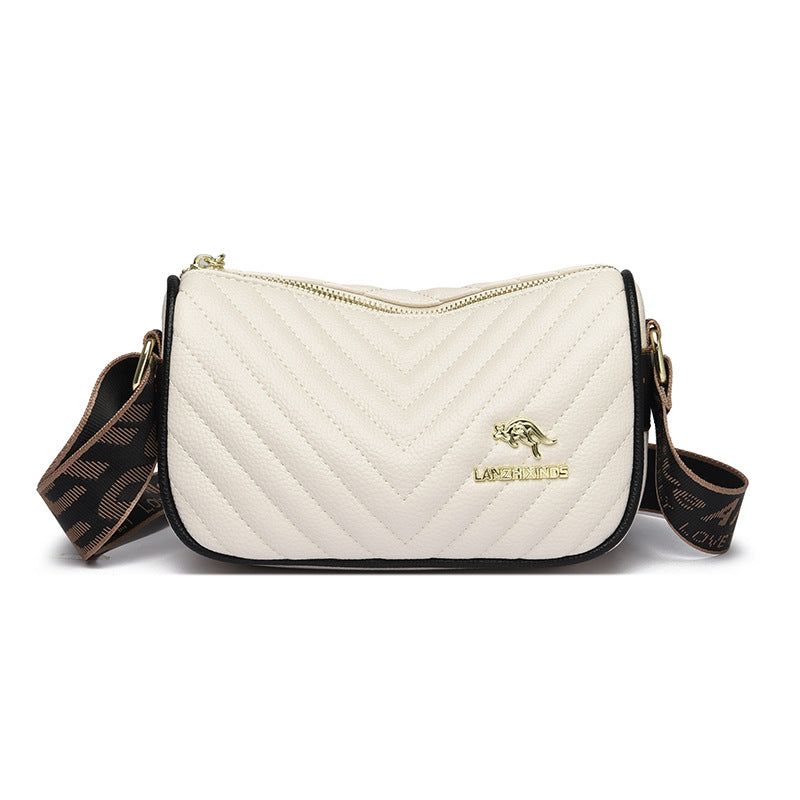 image-PU Leather Shoulder Bag - Small Square Black