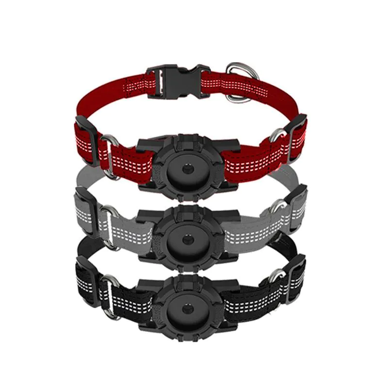 image-Nylon Pet Collar for Apple AirTag - Silver
