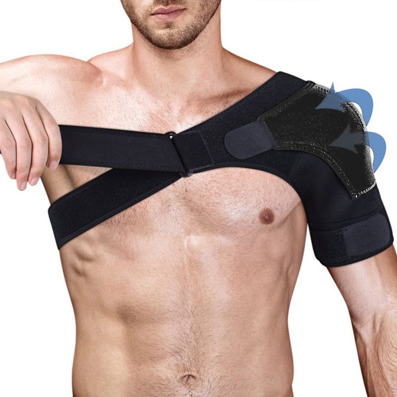 image-Breathable Sports Shoulder Support Brace - Adjustable Black 