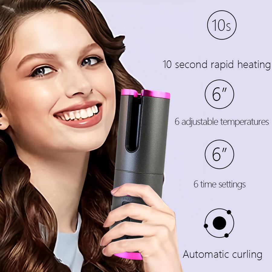 image-Cordless Curling Iron - LCD Wireless Charging 5000mAh