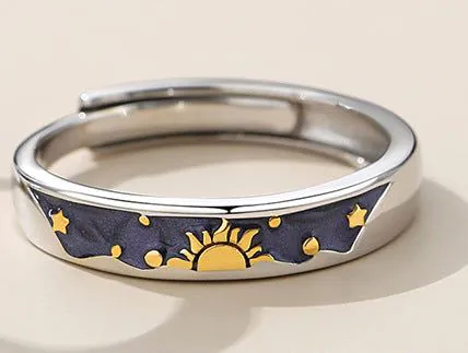 image-Huayou Couple Ring Set Sun Moon Adjustable 