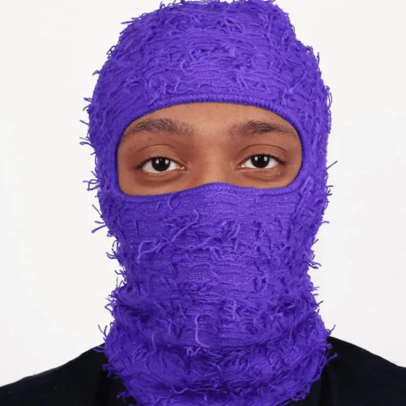 image-Camouflage Knitted Balaclava Hat - Polyester Coffee
