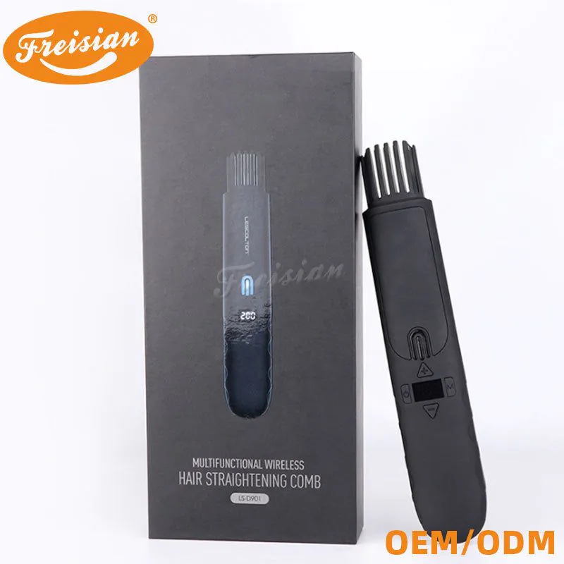 image-Men's Electric Beard Straightener Comb - USB Rechargeable 