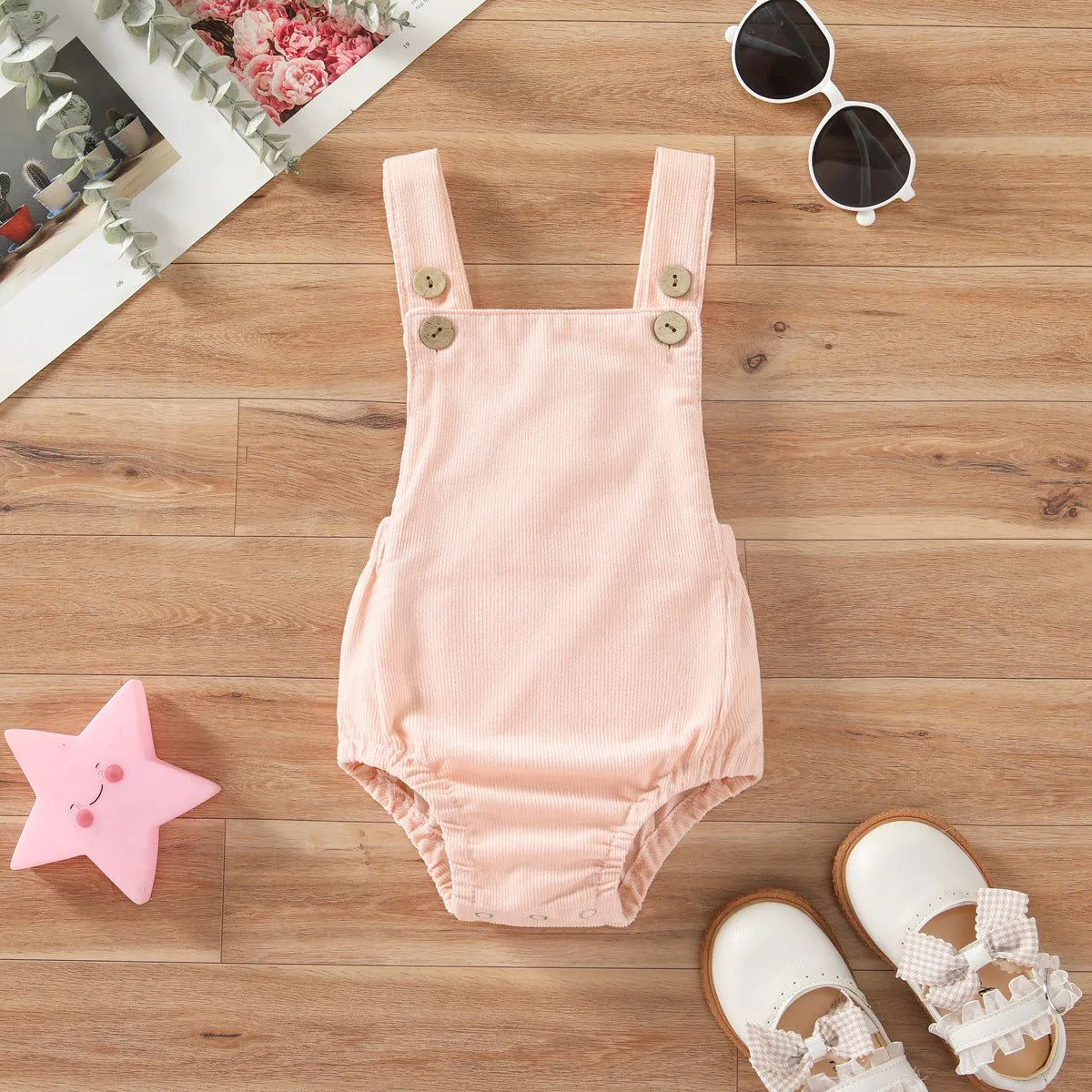 image-Bamboo Fiber Romper - Pink Sleeveless 100cm
