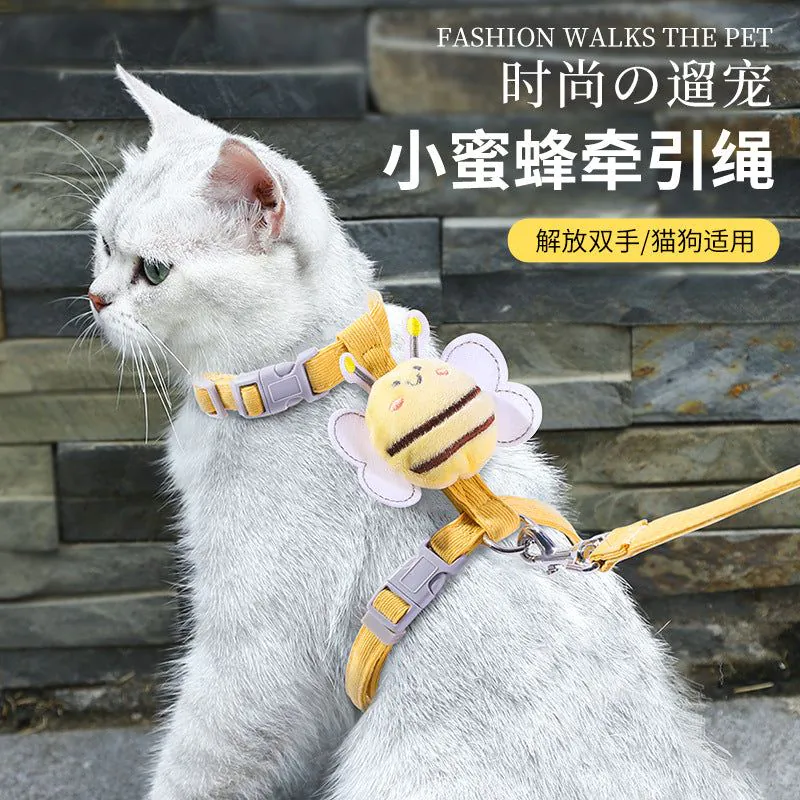 image-Cat Leash with Bee Pendant - Blue S Polyester