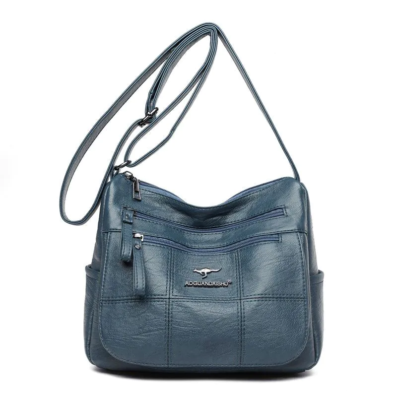 image-PU Shoulder Bag - Purple Small Square Soft Mother Bag 
