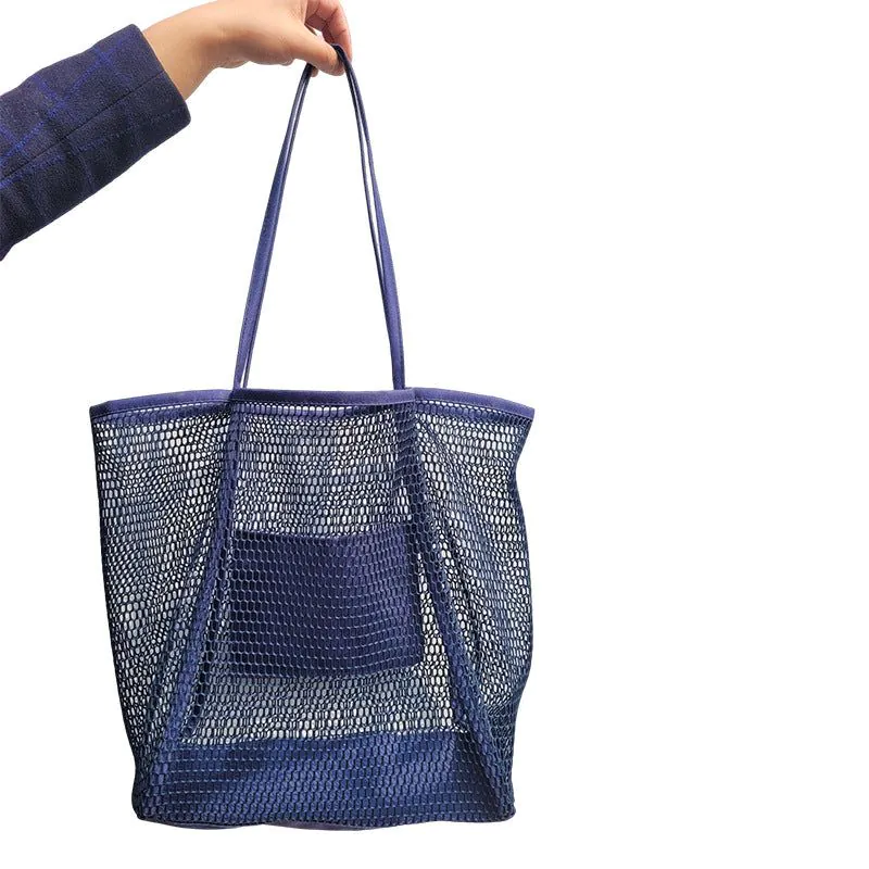 image-European Large Capacity Beach Tote Bag - Mesh