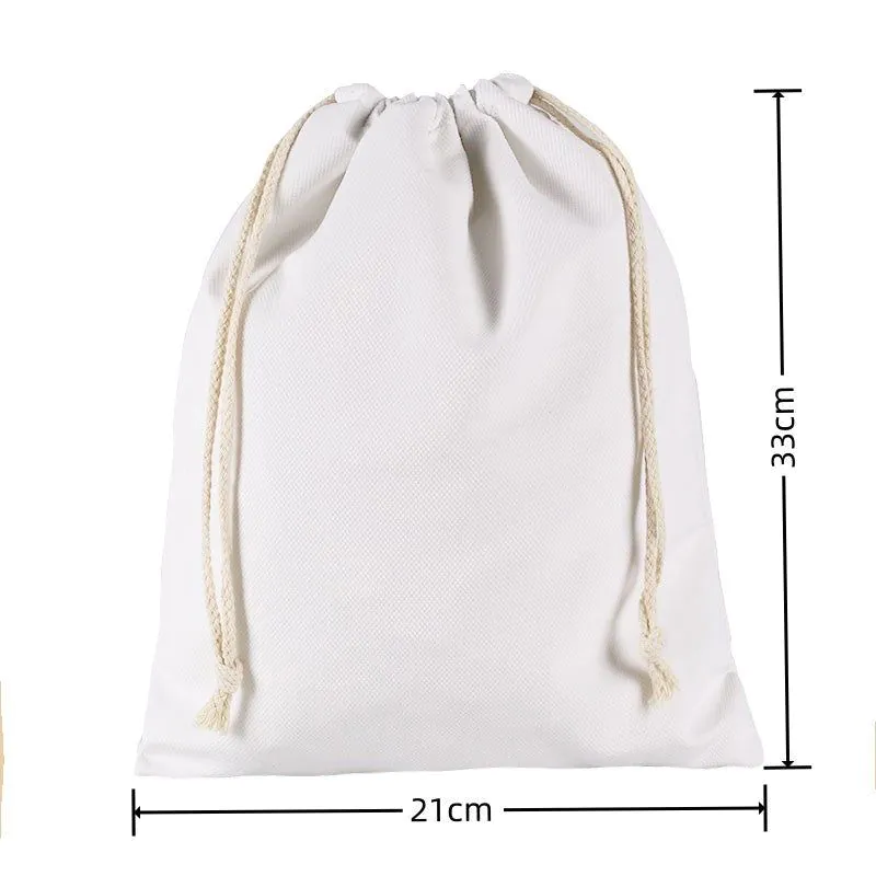 image-Canvas Drawstring Bags - Cotton Linen Storage 33x45cm