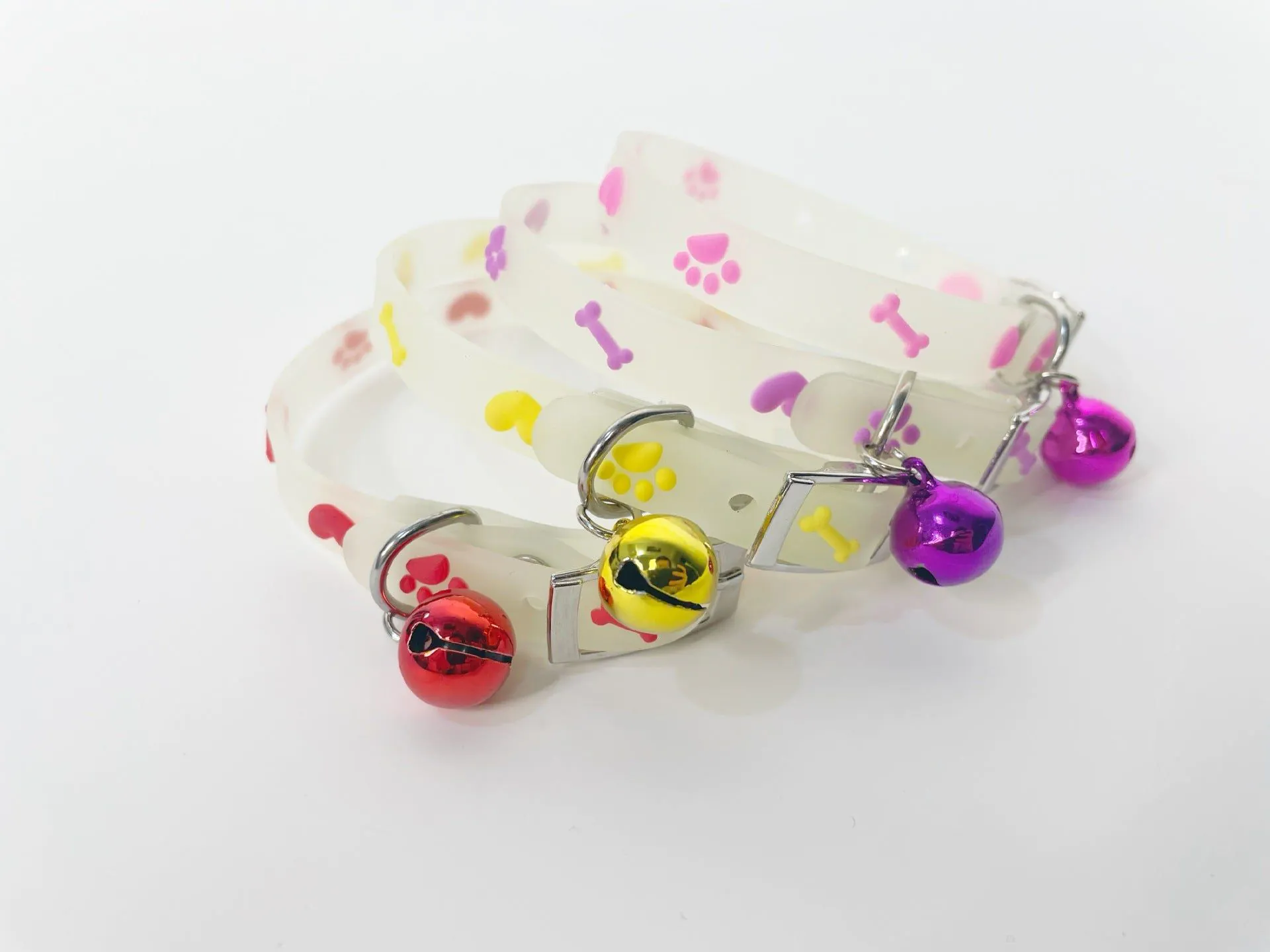 image-Luminous Dog Collar with Bell - Paw Prints