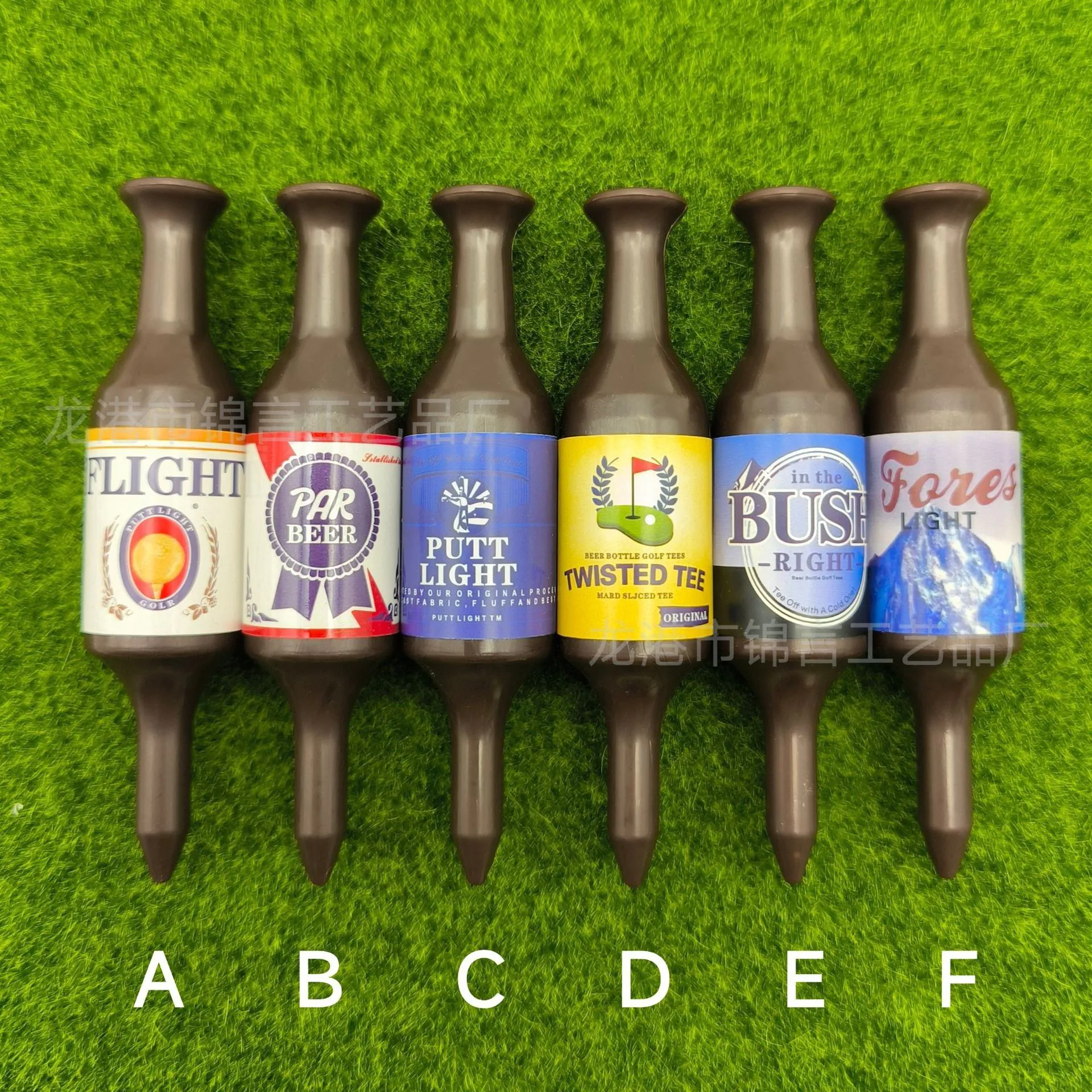 image-Mini Beer Bottle Golf Tees - Plastic Ball Tee
