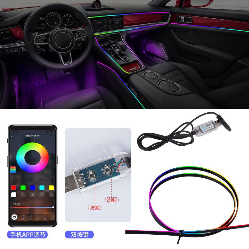 image-Car LED Atmosphere Light - RGB Voice Control 