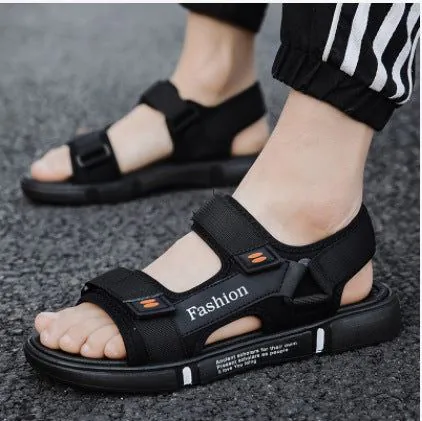 image-Men's Beach Sandals - Grey Velcro Size 36