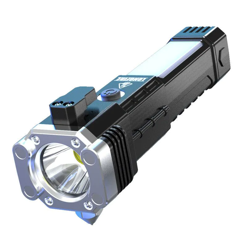 image-Dragon Fire USB Flashlight Car Safety Hammer 500m Range LED Gold