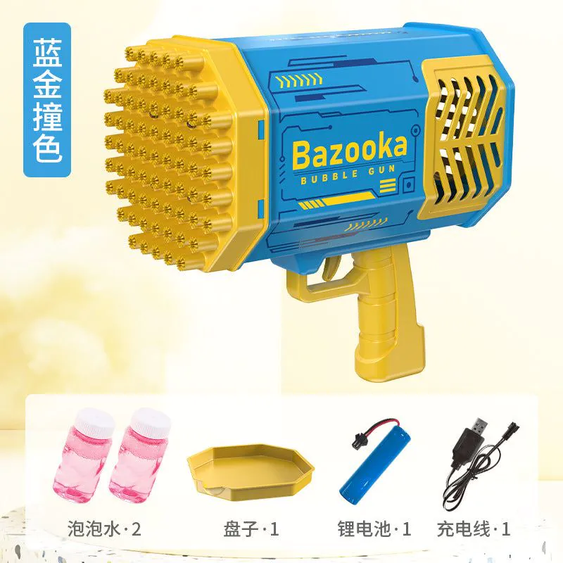image-Gatling Bubble Machine - Rechargeable 69-Hole Bazooka Blue