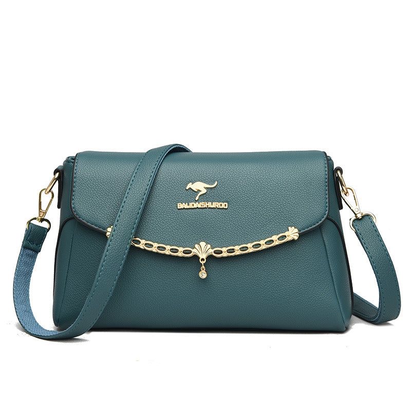 image-Women's Soft Leather Shoulder Bag - Large Capacity 