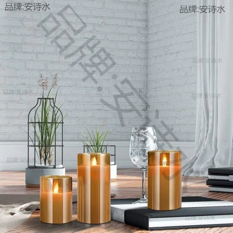 image-Electroplated Glass Candle Holder - LED Simulation