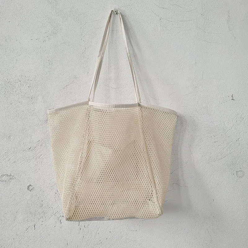 image-European Large Capacity Beach Tote Bag - Mesh