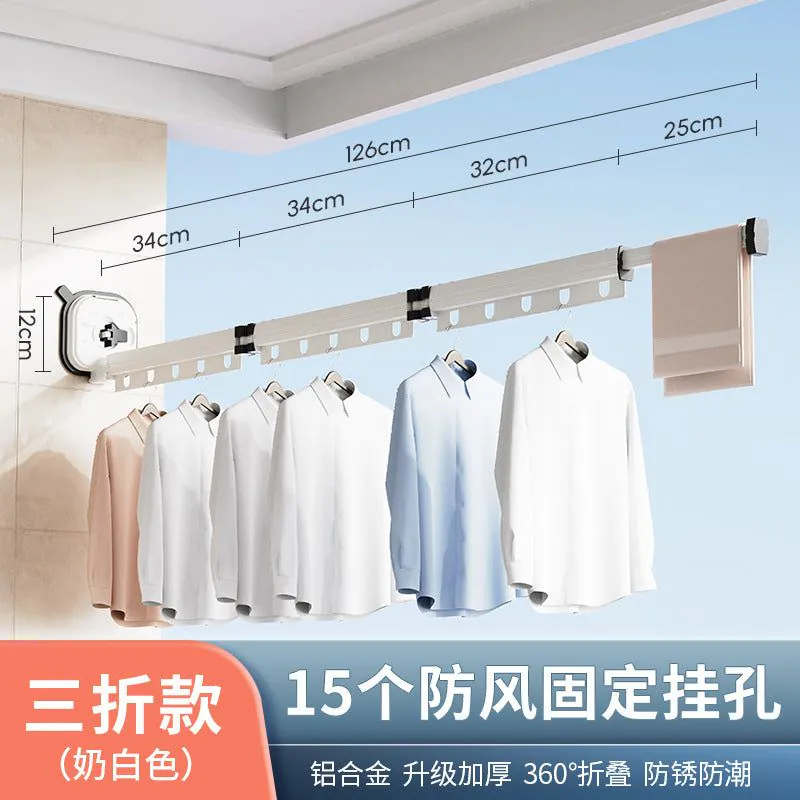 image-Aluminum Alloy Folding Clothes Rack Wall-Mounted