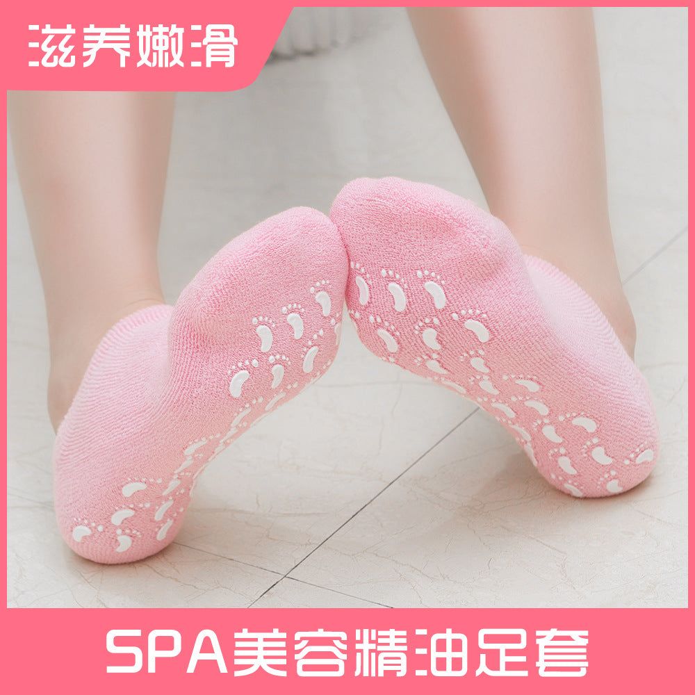 image-Cotton Gel Socks - Light Green Moisturizing