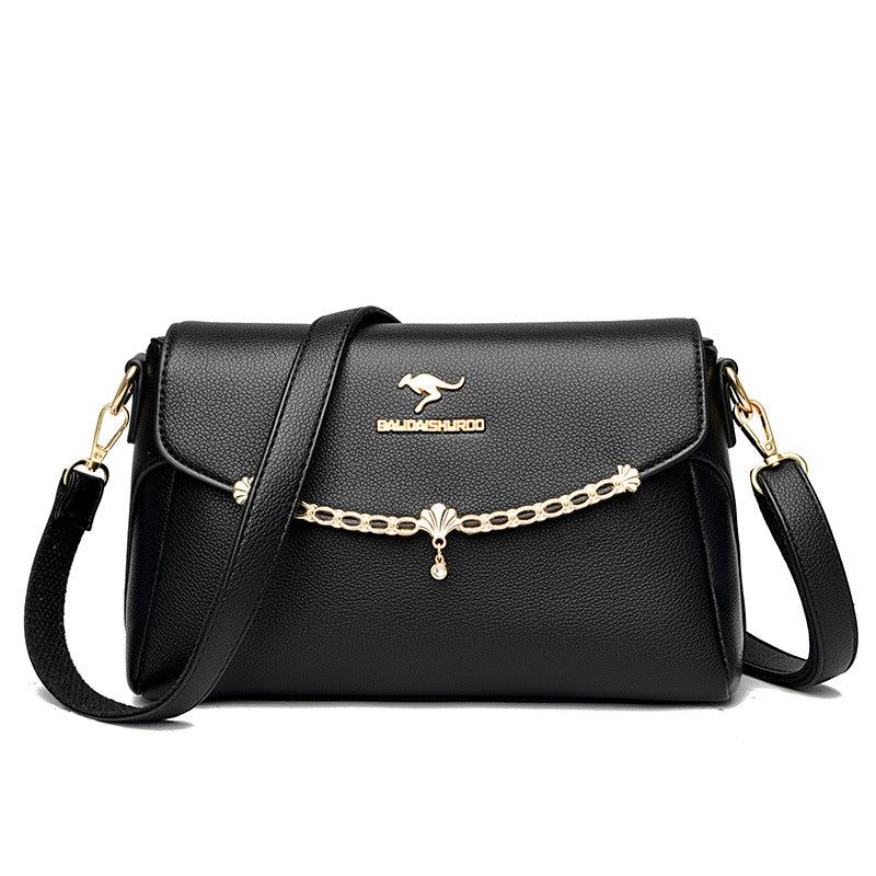 image-Women's Soft Leather Shoulder Bag - Large Capacity 