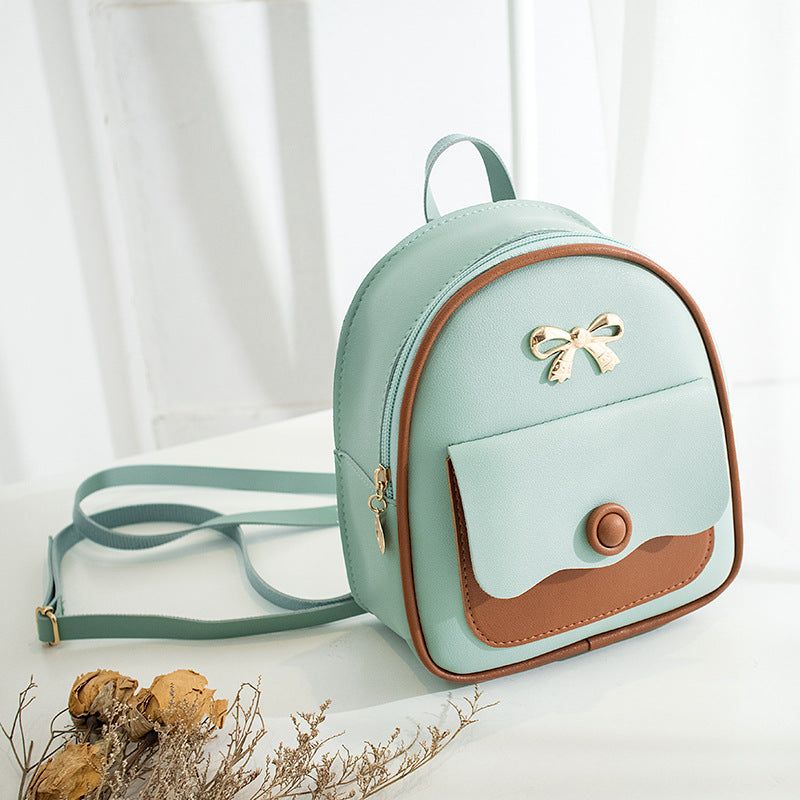 image-Women's PU Backpack - Grey Waterproof Zipper
