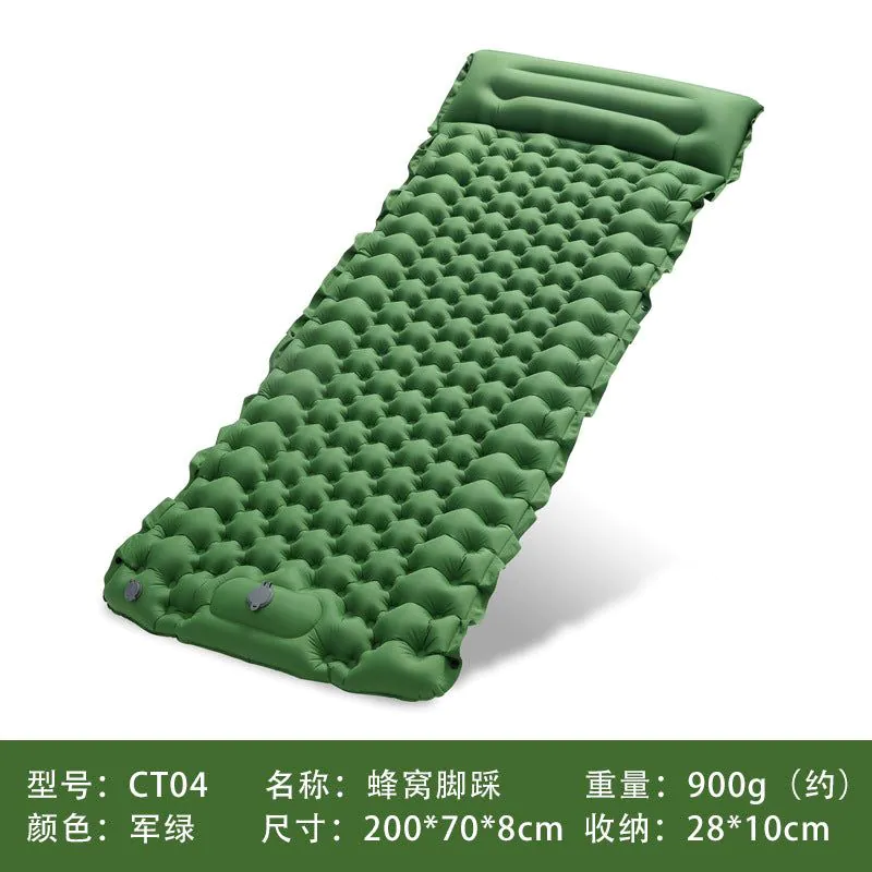 image-TPU Inflatable Sleeping Pad - 190x60cm Gray Camping Mat 