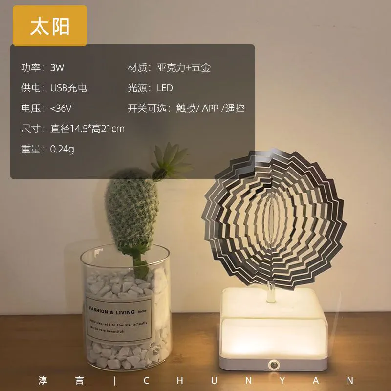 image-Chunyan JPJ Night Light Rotating Bedside Lamp