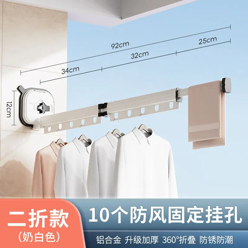 image-Aluminum Alloy Folding Clothes Rack Wall-Mounted