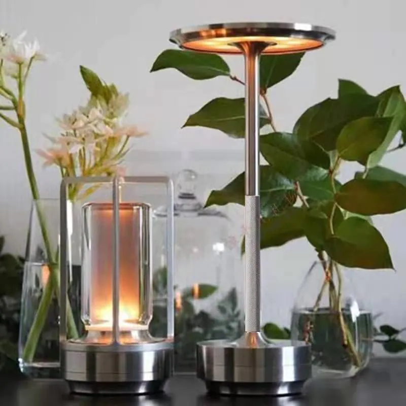 image-Aluminum Night Light - Battery Powered Touch Lamp