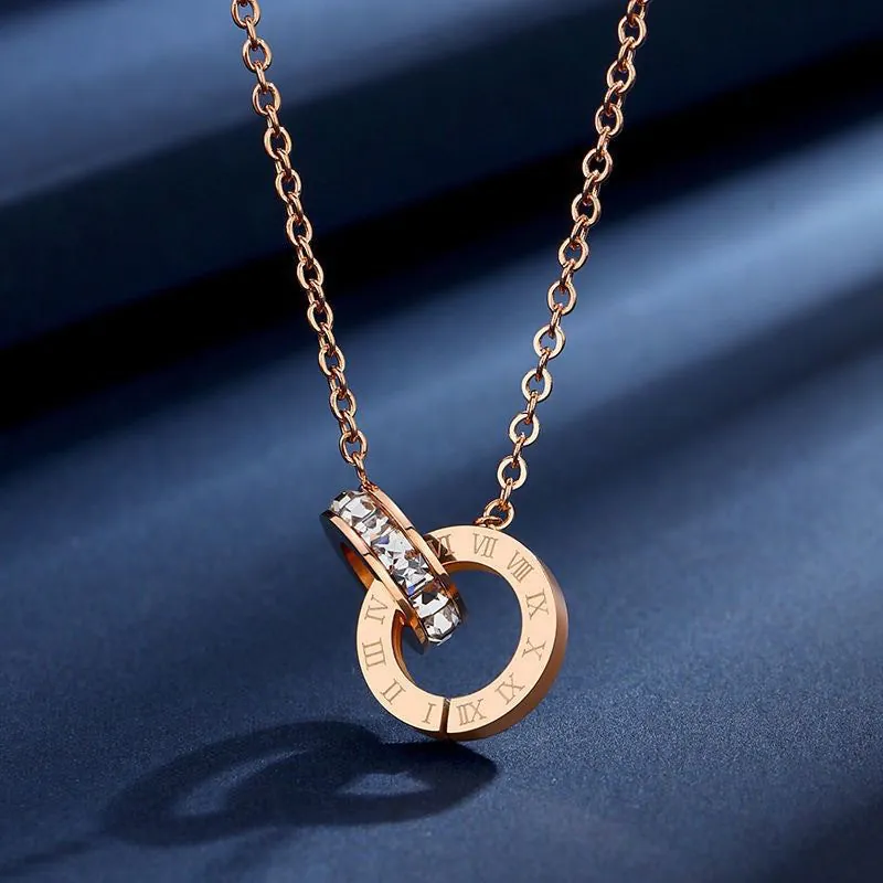 image-Titanium Steel Diamond Necklace - Women's Clavicle Chain 