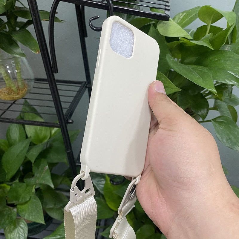 image-Liquid Silicone Crossbody Lanyard Case for iPhone 15 - Grey