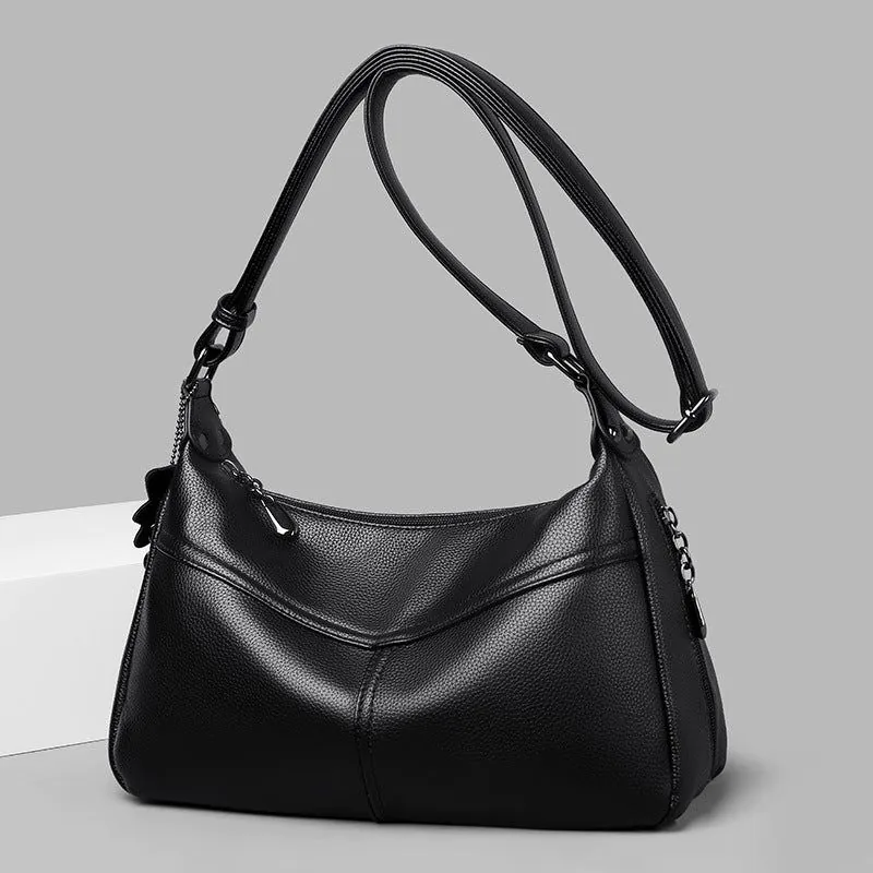 image-Beauty Bird Shoulder Bag - Black PU Dumpling Style