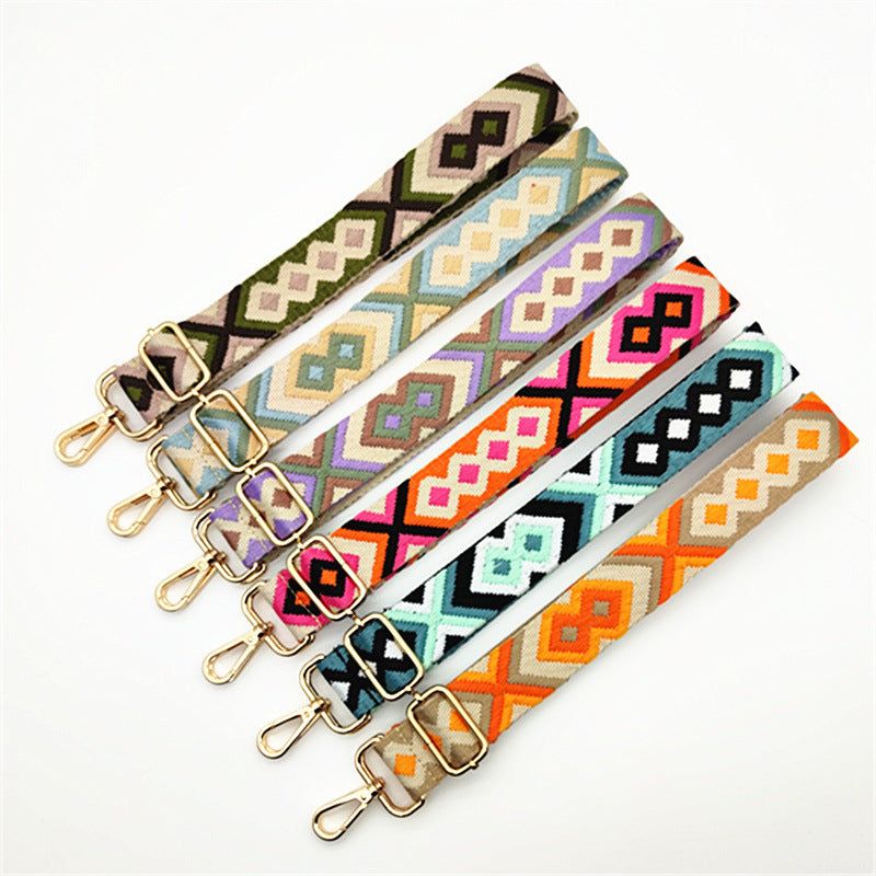image-Adjustable Bag Shoulder Strap - Diamond Pattern Pink Purple