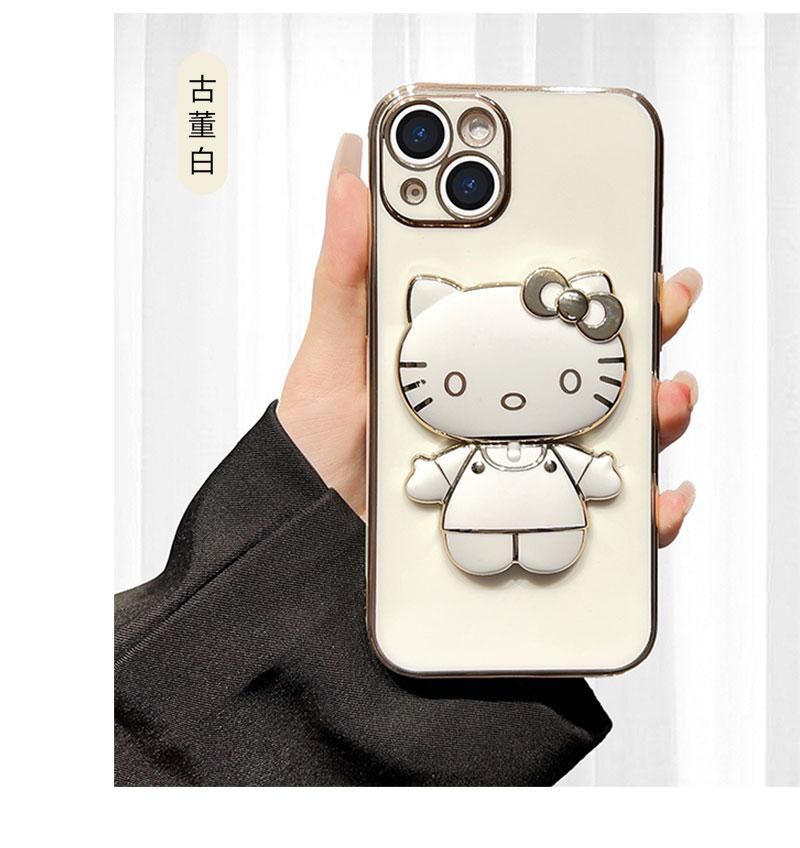 image-Apple 14Pro Folding Mirror Phone Bracket - Anti-Fall Cover