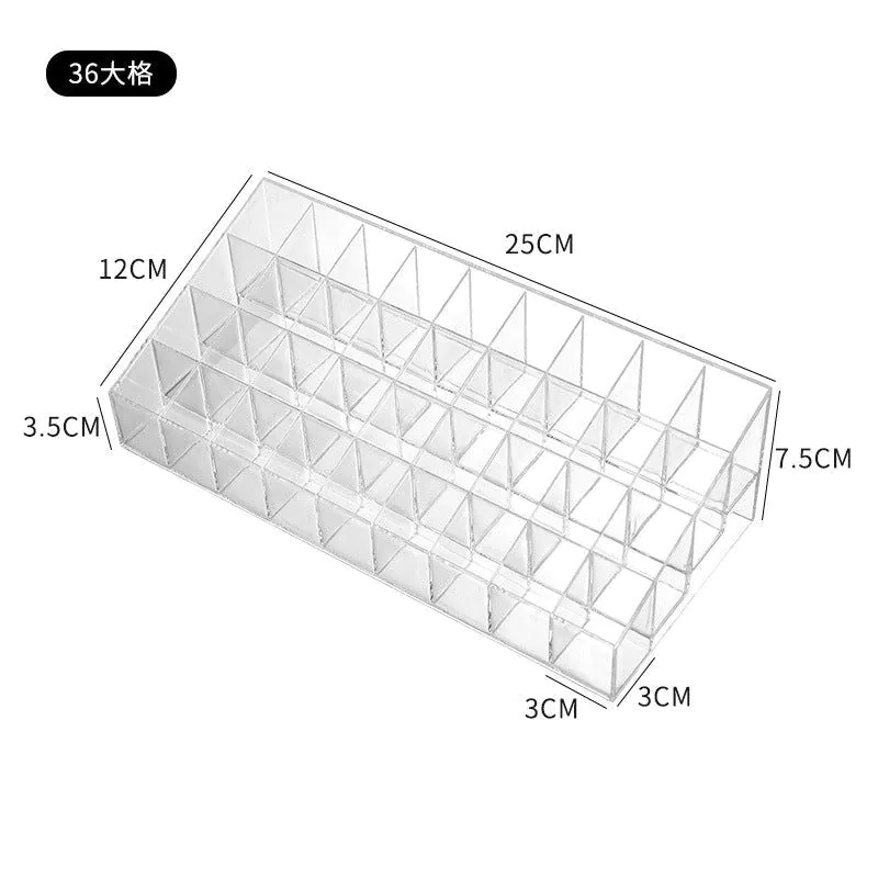 image-Lipstick Storage Rack - 40 Grid Transparent Plastic