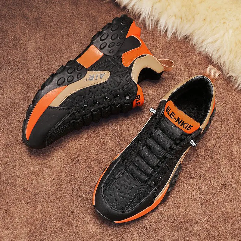 image-Men's Casual Sneakers - Black White Low Cut