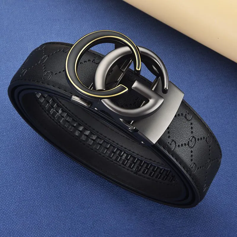 image-Men's Leather Belt Automatic Buckle GG Gun-CC